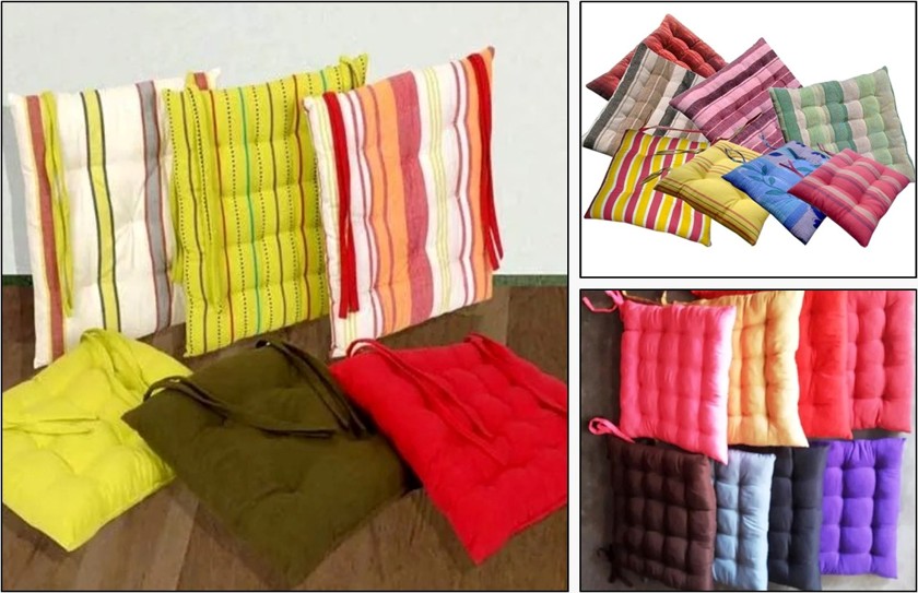 100% Cotton Filled Chair Pad Cushion Stock | 40x40 cm | Soft & Comfortable Seat Cushion | Assorted Prints & Solids- Offer#2029