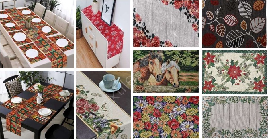 Offer# 3049 Cotton Jacquard Runner and Placemats Stock