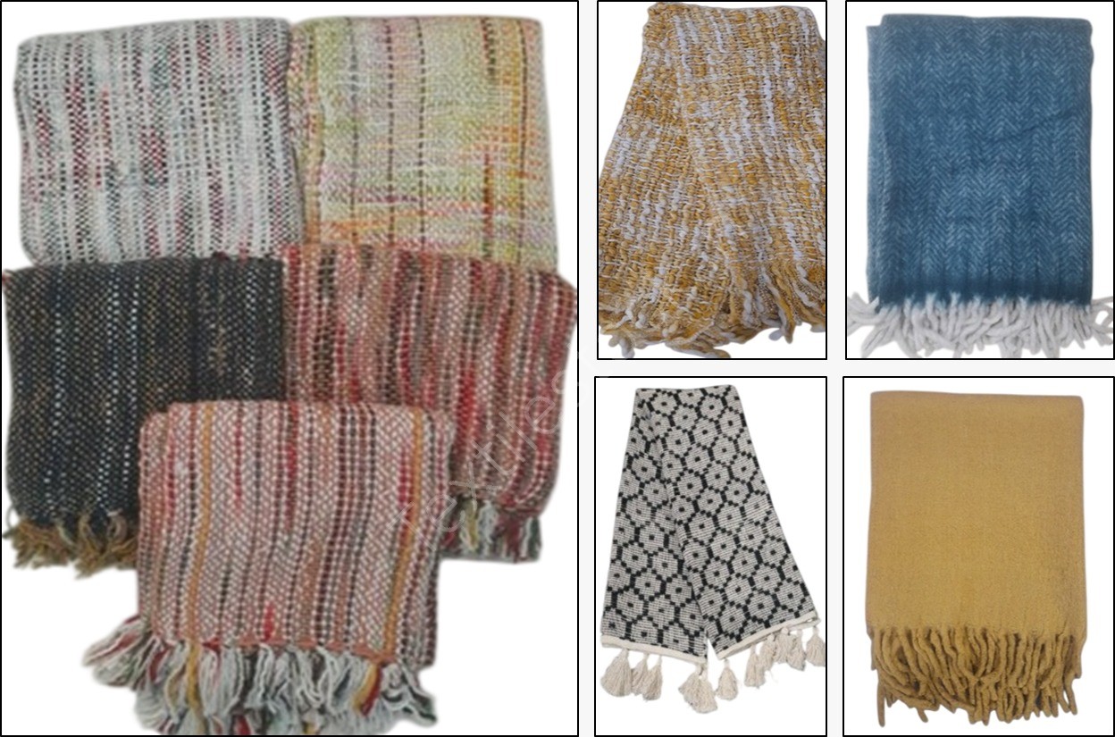 Designer Cotton Acrylic Blend Throws | Ready Stock & Export Surplus Offer# 3230